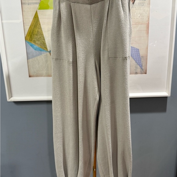 Free People Cream Wide-Leg Pants Freya Nit LARGE - Picture 3 of 6